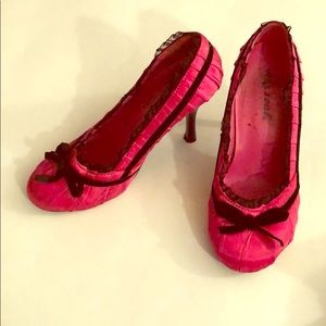 Pink satin heels